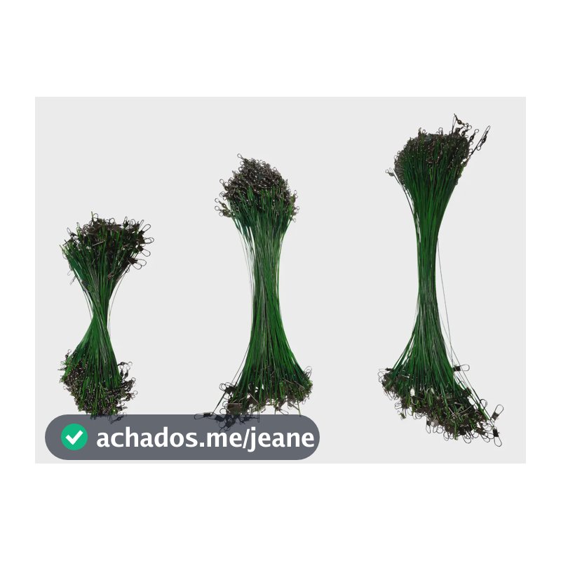 Kit 60 Chicote Pesca Cabo Aço Com Snap Encastoador Girador Chicote