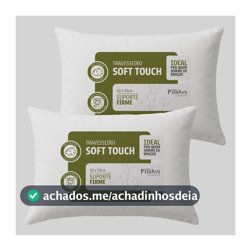 Kit 2 Travesseiros Antialérgico Soft Coton 50x70cm Branco
