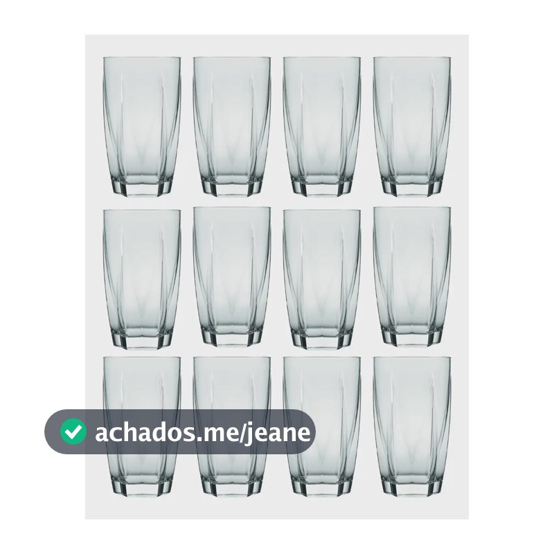Jogo 12 Copos Estela Nadir 460ml Vidro Cristalino Água Suco Drinks