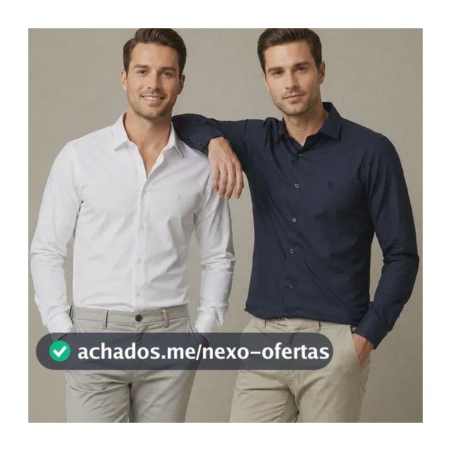 Kit 2 Camisas Slim Fit Polo Wear Marinho / Branco M
