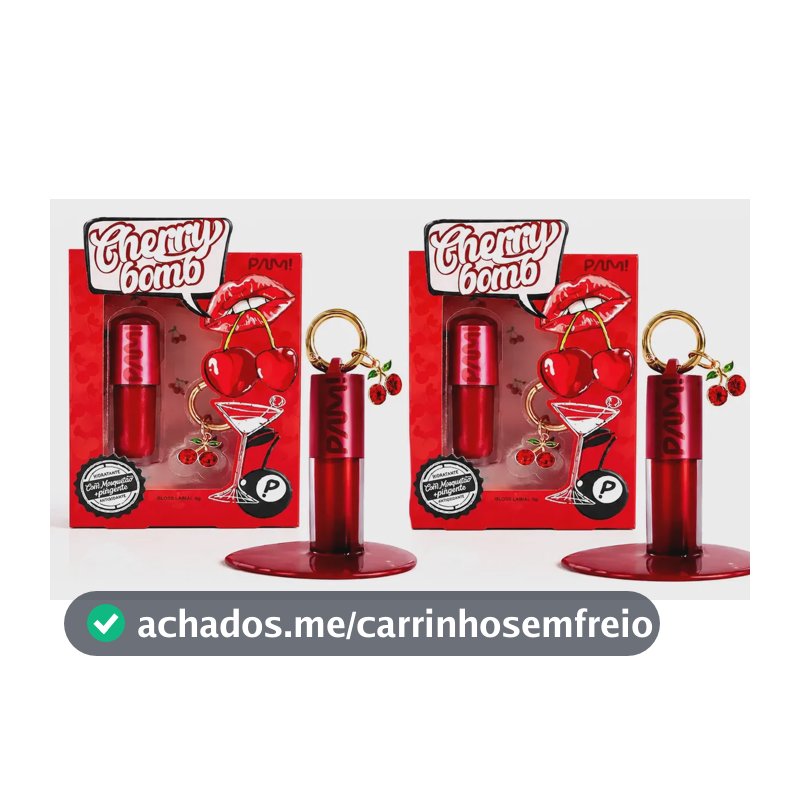 Kit 2 Gloss Labial Cherry Bomb Pam By Pamella Hidratante Key Cereja