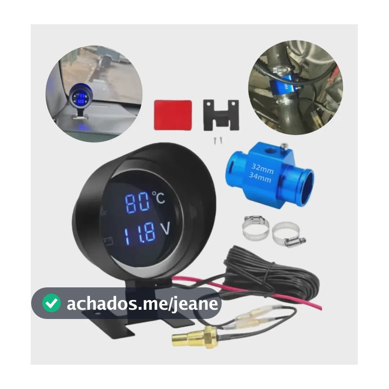 Marcador De Temperatura Automotivo + Voltímetro + Adaptador