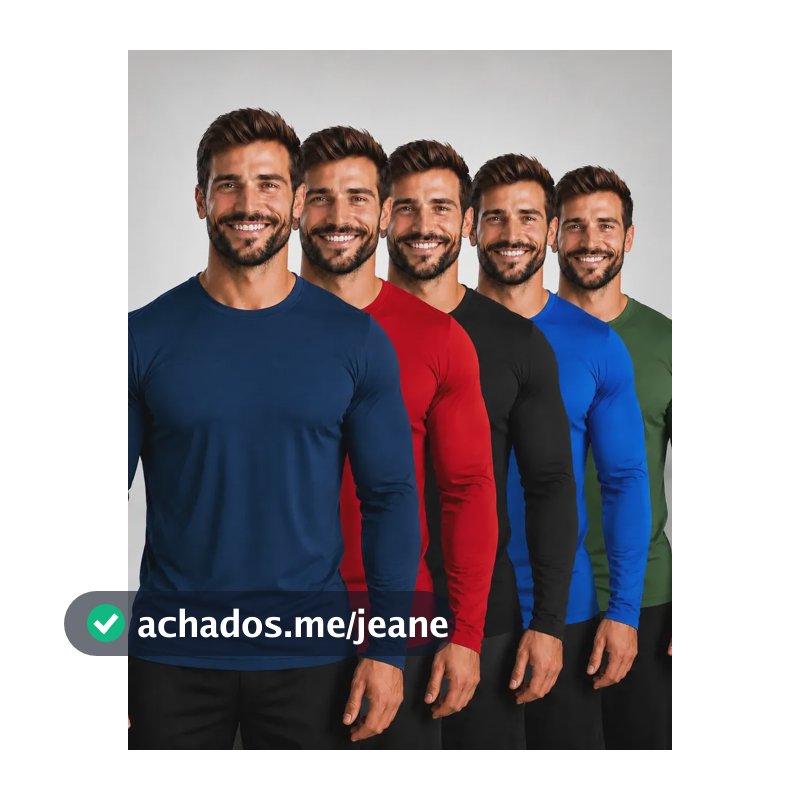Kit 5 Camisetas Manga Longa Uv 50+ Proteção Solar Esporte Preto / Vermelho / Royal / Marinho / Verde Gg