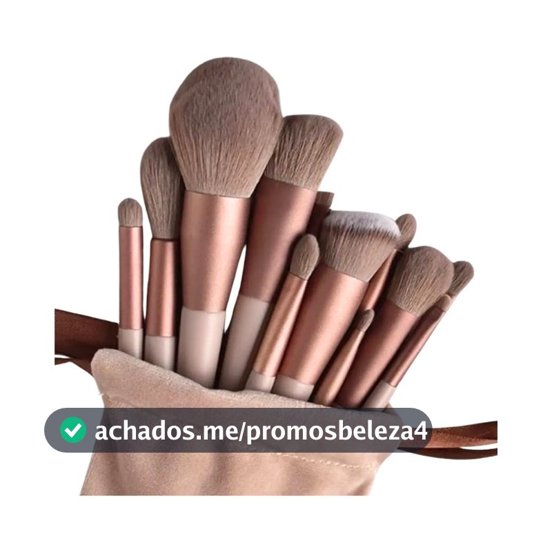 Kit Pincel De Maquiagem Com 13 Unidades Sombra Blush Cor Marrom