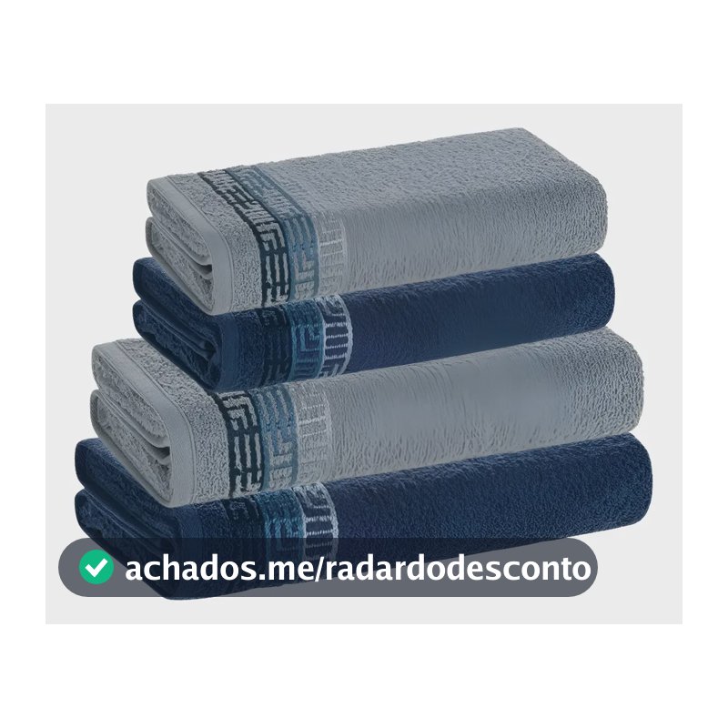 Jogo De Toalhas 4 Pçs Fio Cardado 100% Algodão Bosco Karsten Azul Serena/ Azul Naval Bosco