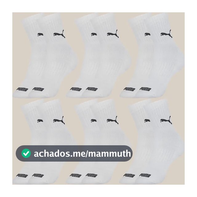 Kit 6 Pares Meias Puma De Cano Médio Sport Original Algodão
