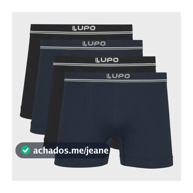Kit 4 Cuecas Boxer Lupo Sem Costura Microfibra Masculino Box