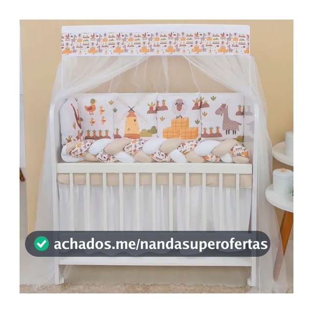Kit Mini Berço 12 Peças Com Saia De Berço Bebê Menino Cor Bege Fazendinha