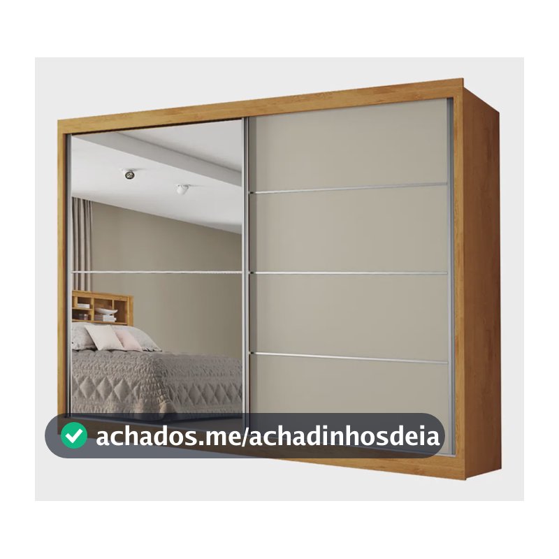 Guarda Roupas Casal 2 Portas Com Espelho 4 Gavetas Austria Madeirado Off White