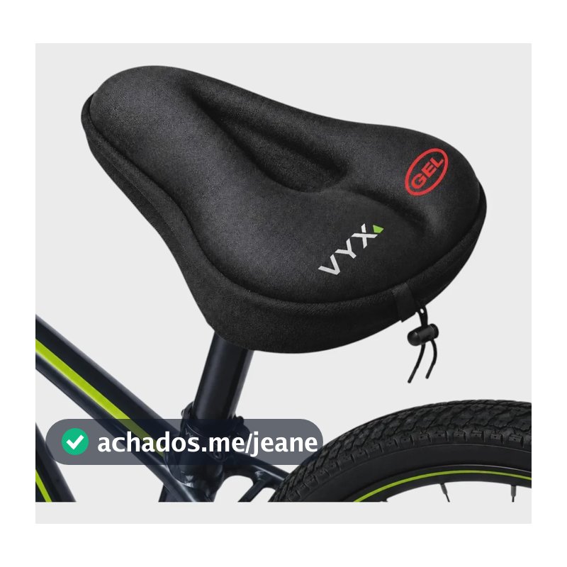 Capa de Selim em Gel Vyx para Bike Bicicleta Ergométrica Spinning Academia Almofada Confortável Protetor Anatômica Ajustável Ciclismo Preto