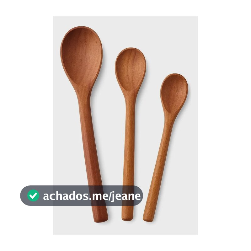 Kit 3 Colheres De Pau Em Madeira Maciça 36/32/26 Cm Madeira
