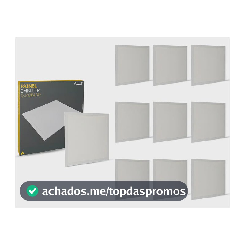 Kit 10 Plafon Led Embutir Quadrado 18w Branco Frio 6500k Bivolt Alut Painel Teto