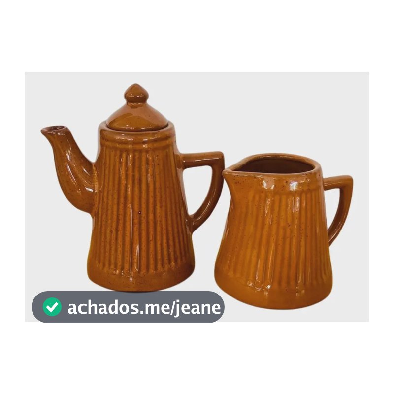 Bule Jarra E Leiteira De Cerâmica Chá Café Cappuccino Buffet Terracota