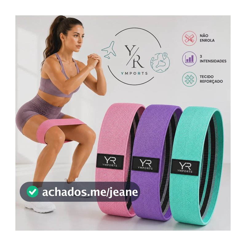 Kit Mini Bands Faixas Elásticas Tecido 3 Intensidades Academia Glúteos Pernas Resistência Marca Yr Ymports