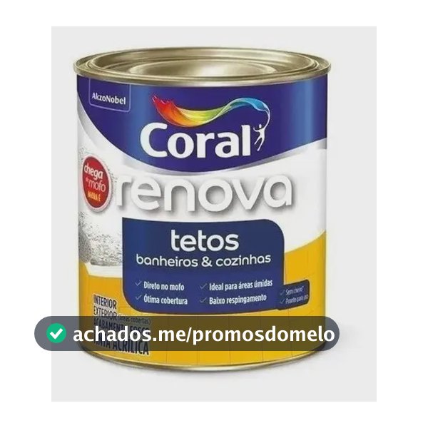 Tinta Coral Renova Tetos Banheiros E Cozinhas 900ml - Branco