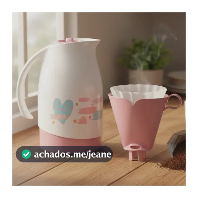 Garrafa Térmica Bule 700ml + Suporte Filtro De Café 102 Branca Cor Branco e Rosa Cheirinho de Café Fresquinho