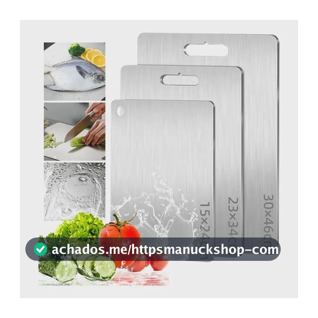 Tábua Corte Legumes Carne 3 Peças Cortar Dupla Face Aço Inox Prateado