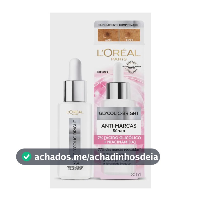 Glycolic Bright L'oréal Paris, Sérum Facial Anti-marcas Ácido Glicólico E Niacinamida, Reduz Marcas De Acne E Idade 30ml Todo Tipo De Pele Dia/noite