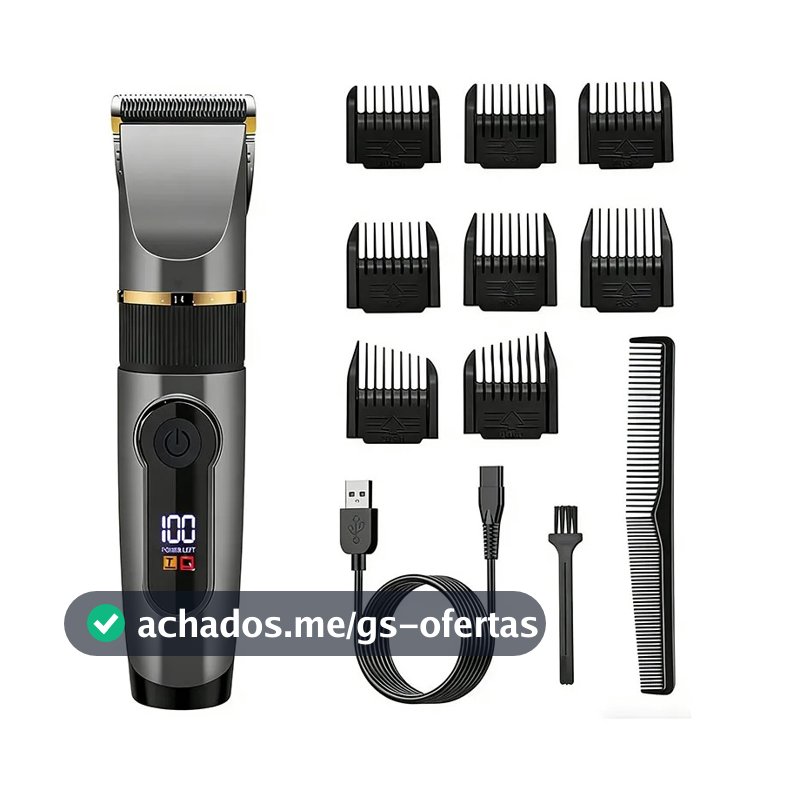Máquina Cortar Pelo Lavable Cuchilla Cerámica Gris
