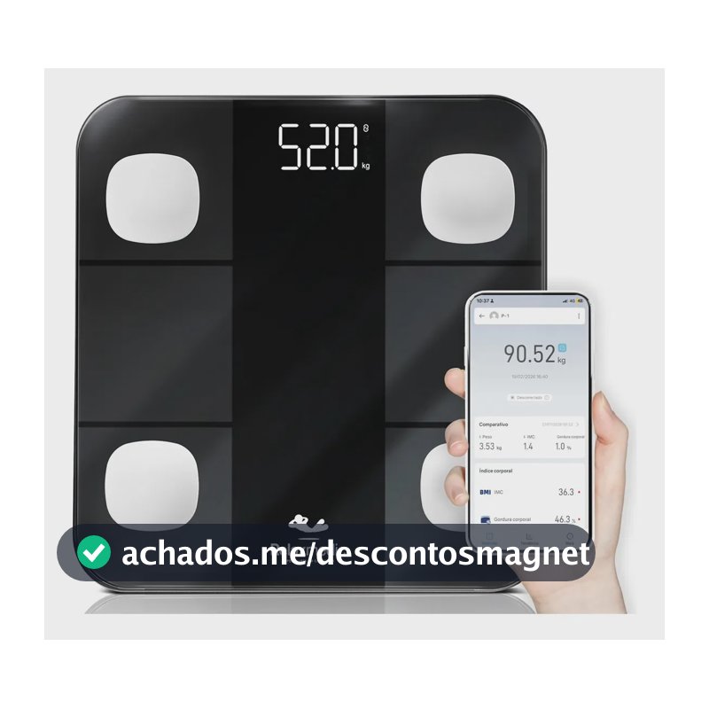 Balança Digital Corporal Bioimpedância Aplicativo Bluetooth Relaxmedic