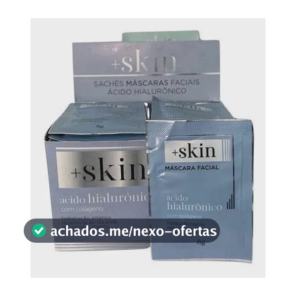 Máscara faciai Skin para todo tipo de pele 50 Saches Máscara Facial Ácido Hialurônico com Colágeno Hidratante 8g