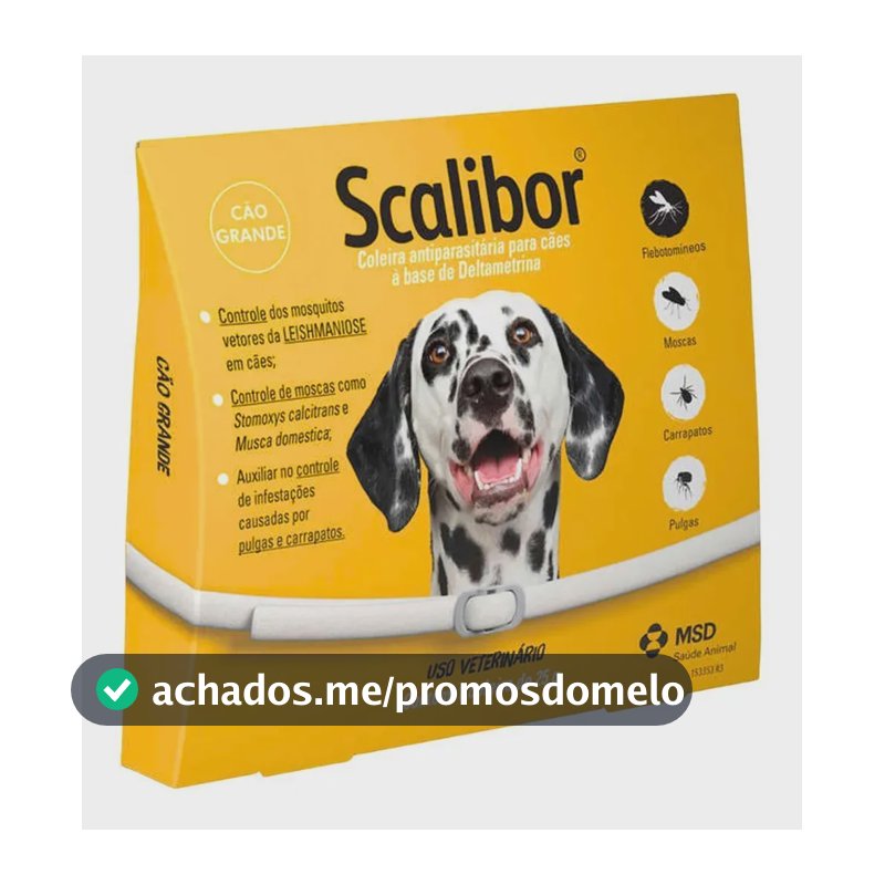 Coleira Antiparasita Scalibor 65 cm Proteção 4 Meses Pulgas e Mosquitos