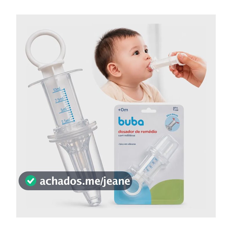 Dosador De Remédio Com Bico De Silicone Para Bebês 10ml Buba Transparente