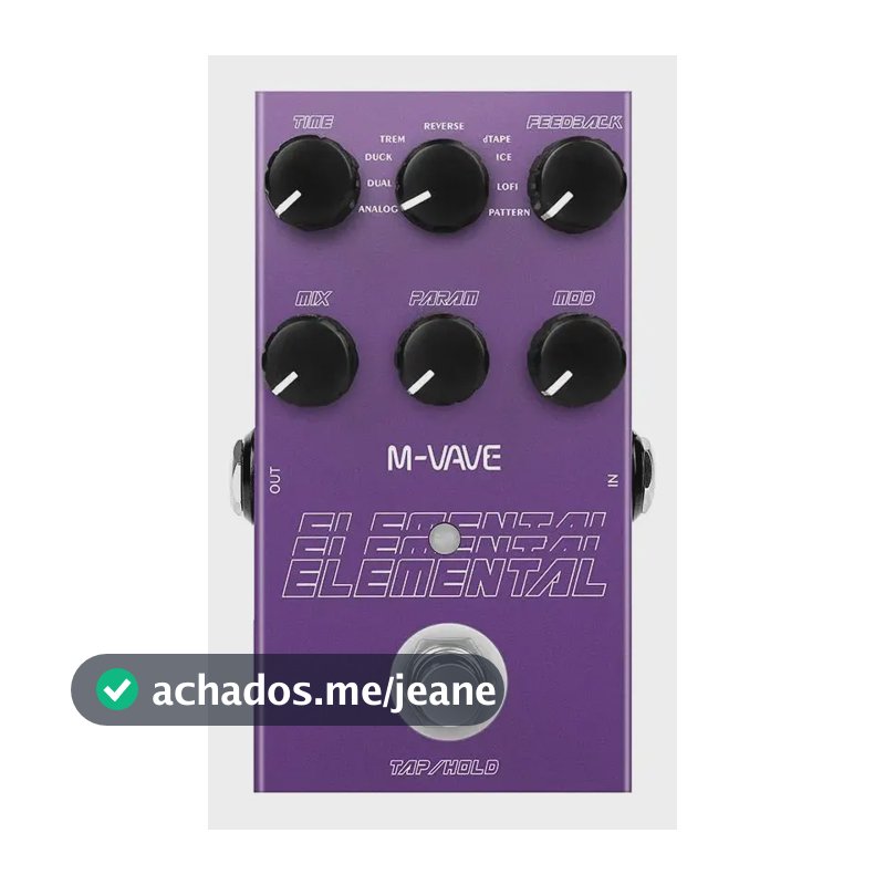 Pedal de Efeito Delay M-Vave Elemental 9 Tipos True Bypass Violeta-escuro