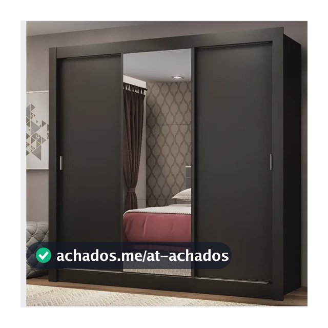 Guarda Roupa Casal Mônaco Madesa 3 Portas Correr Espelho P Cor Preto