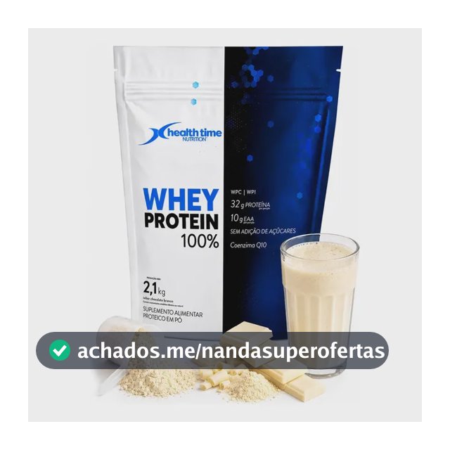 Whey Protein 100% Healthtime 2100g Sabor Chocolate Branco