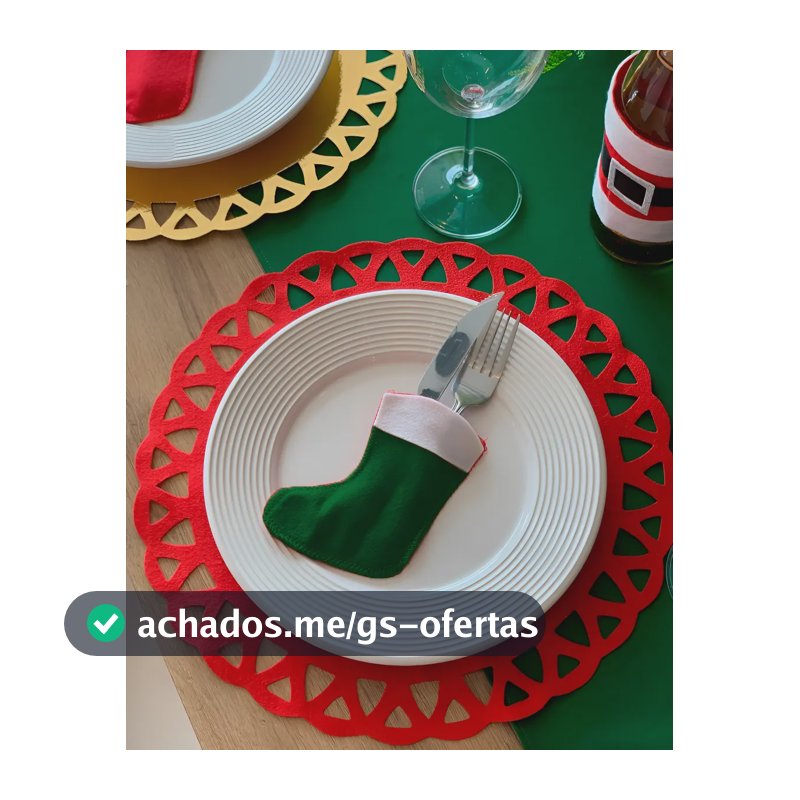 Kit Natalino Sousplat Vermelho e Porta Talher Bota Verde Feltro