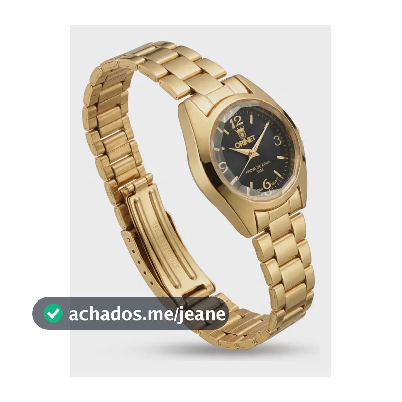 Relógio Feminino Orinet Premium XII1159 Aço Inoxidável Dourado e Preto Resistente à Água