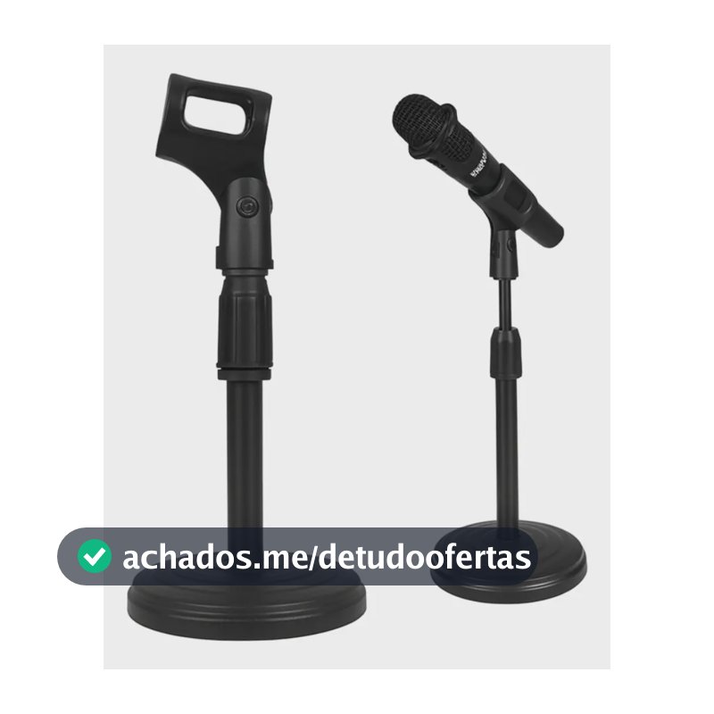 Suporte Pedestal Microfone Mesa Ajustavel Podcast Youtuber Preto