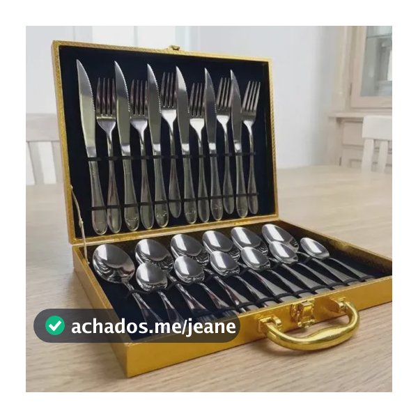Faqueiro Talher Aço Inox Luxo 24 Peças Presente Casamento Prateado