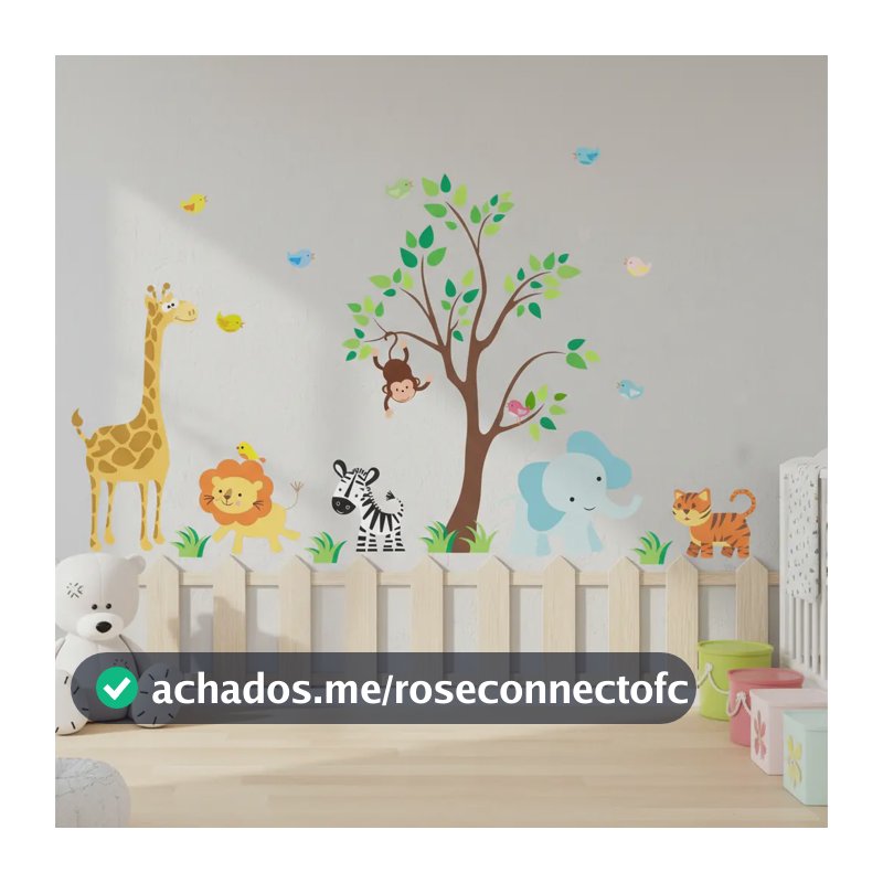 Adesivo Parede Safari 124x253cm Quarto Infantil Colorido
