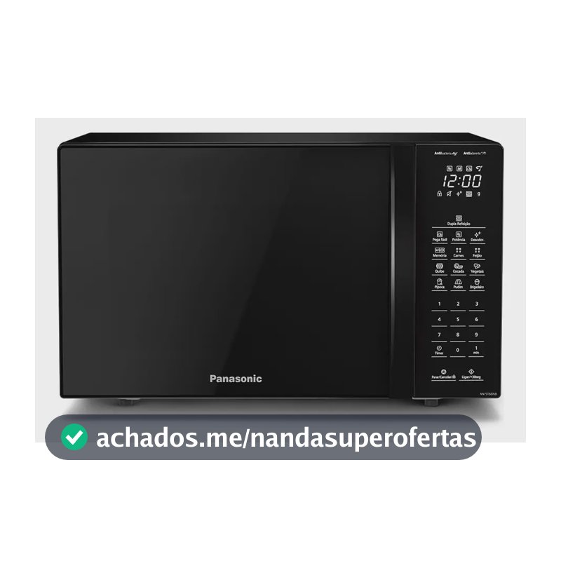 Microondas Panasonic Dupla Refeição 34L Black Glass - NN-ST66NBRU