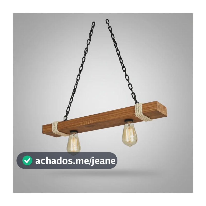 Luminária Pendente Caibro Madeira Teto Rústico P/ 2 Lâmpadas 127/220v Imbuia