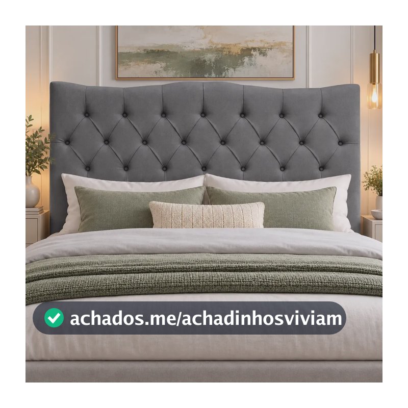 Cabeceira Casal 1,40  Com Fixador Cama Box Estofados Quarto Cinza
