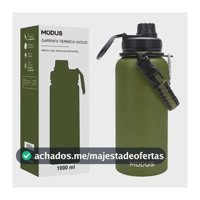 Modus Garrafa Térmica 950ml Aço Inox Com Alça E Tampa Rosca Verde-escuro