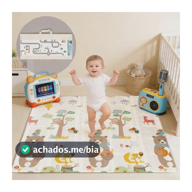 Tapete Tatame Dobráve Infantil 120x180cmx6mm Dupla Face Bebê