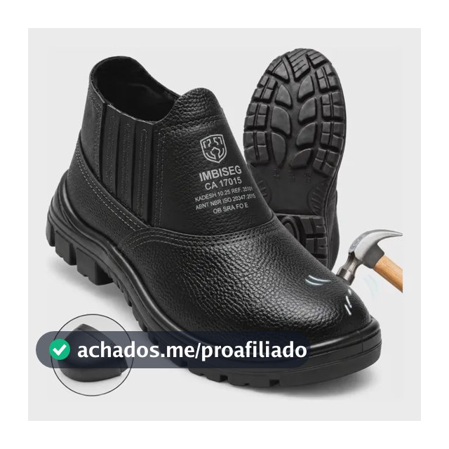 Bota Botina Segurança Trabalho Couro Resistente Epi Bico Pvc