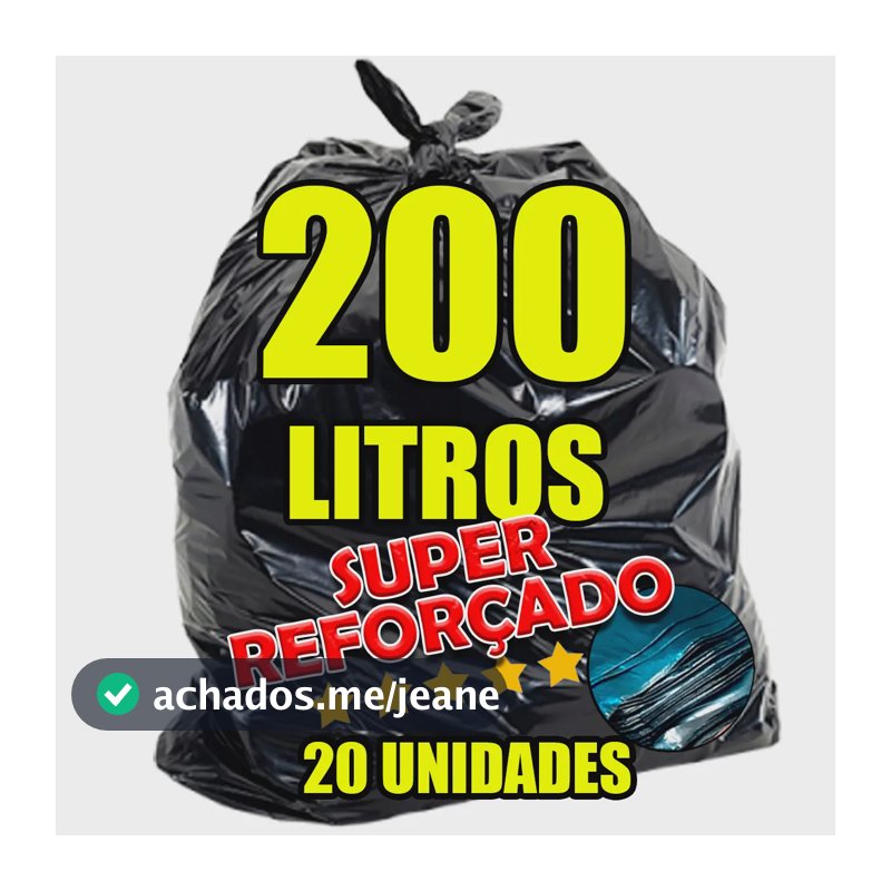 Saco de lixo 200 litros Reforcado Uso Pesado Super Reforçado Muito Forte - 20 unidades Lixex Condomínios Hospitalar Industrial
