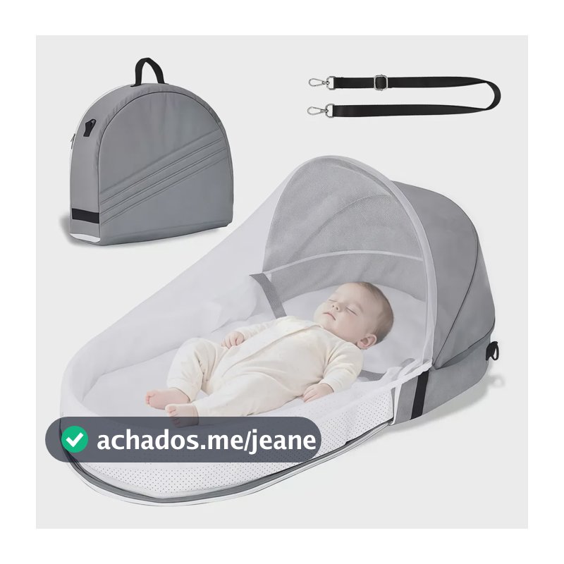 Berço Portátil Bebê Dobrável, Viagem  Camping, Proteção Projetado Para Crianças Ideal Para Uso Ao Ar Livre Cinza