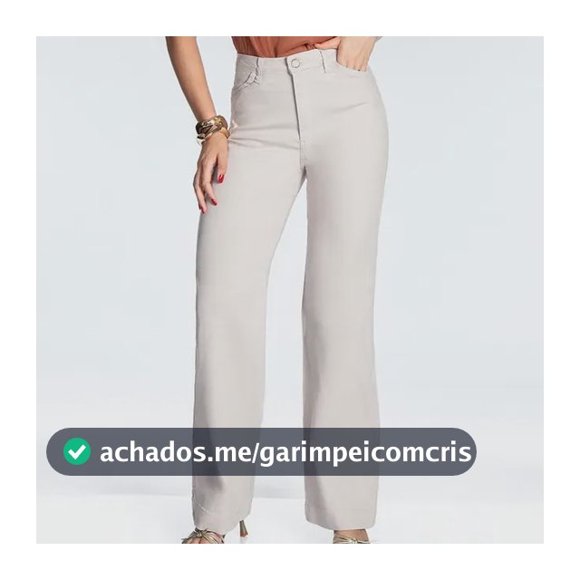 Calça Feminina Jeans Wide Leg Confecções Biotipo Bege Liso 46