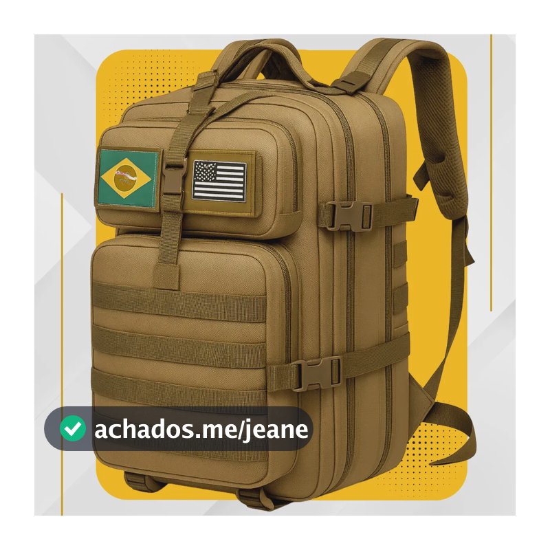 Mochila Tática Impermeável Militar Reforçada Grande 50 Litros Masculina Feminina Anne Caqui Areia Marrom