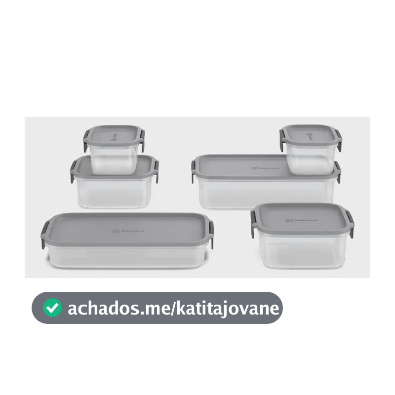 Electrolux Kit 6 Potes Herméticos De Plástico Cinza, 12,4l, Safelock, Empilhável e Modular