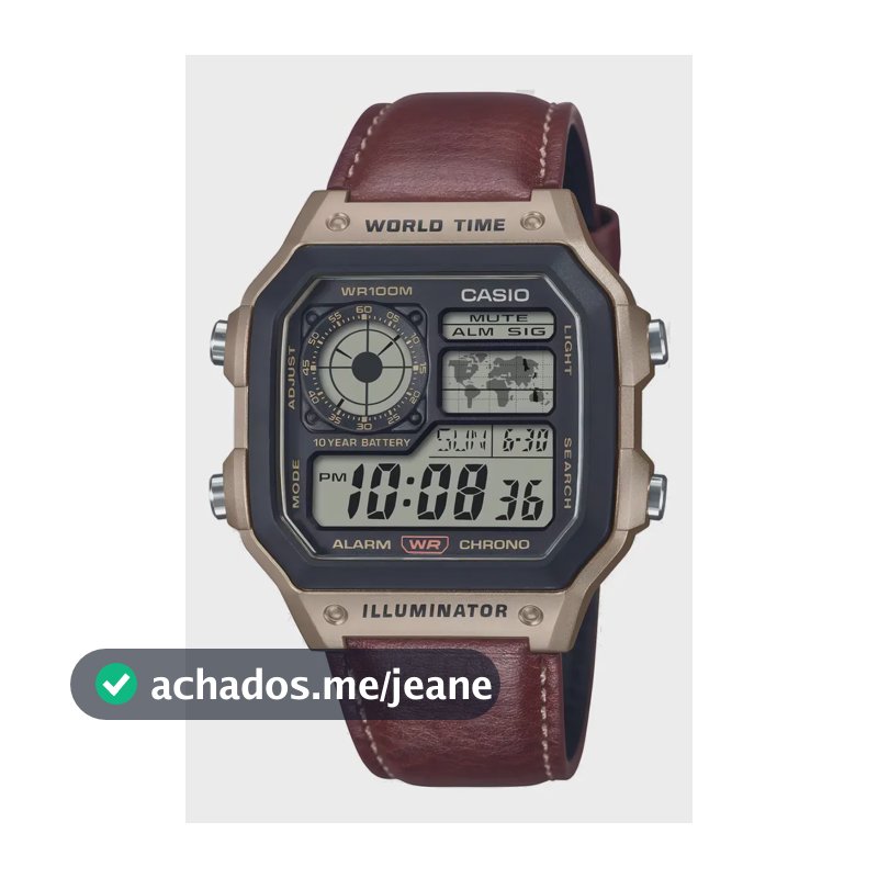 Relógio Casio Illumitator Sport World Map AE-1200whl - 5avdf Preto Marrom Digital