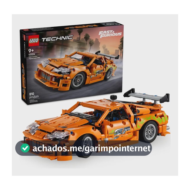 LEGO Technic Fast and Furious Toyota Supra MK4 42204; Modelo de Carro de Brinquedo