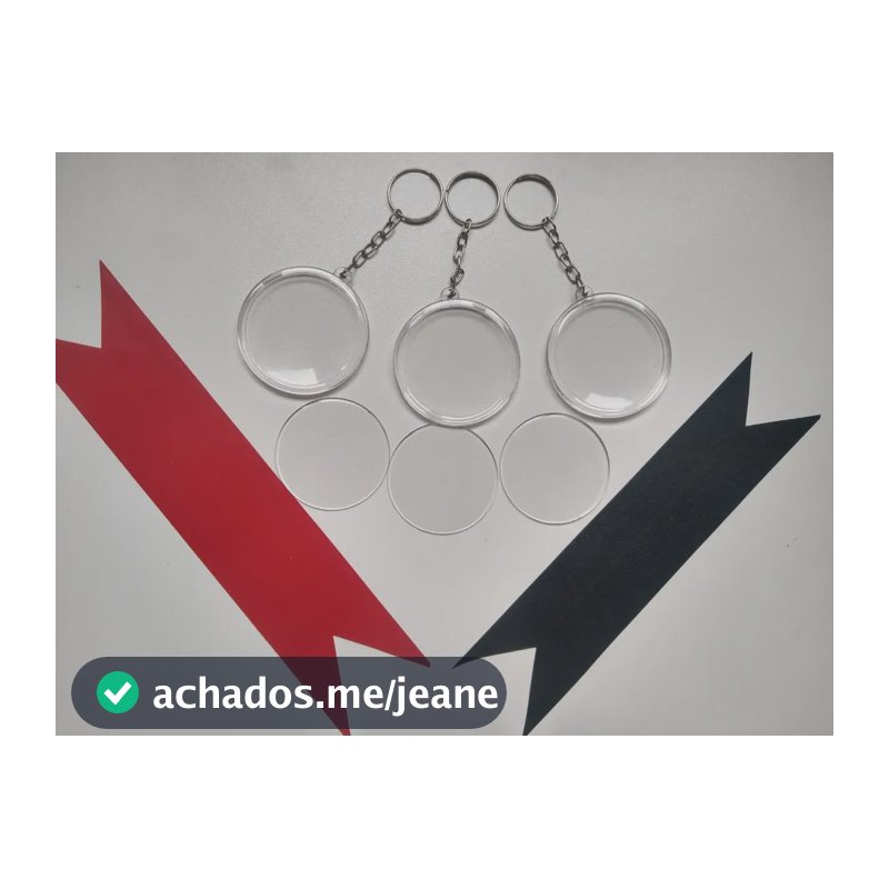 20 Chaveiros Redondo Acrílicos - S/ Personalizar Transparente