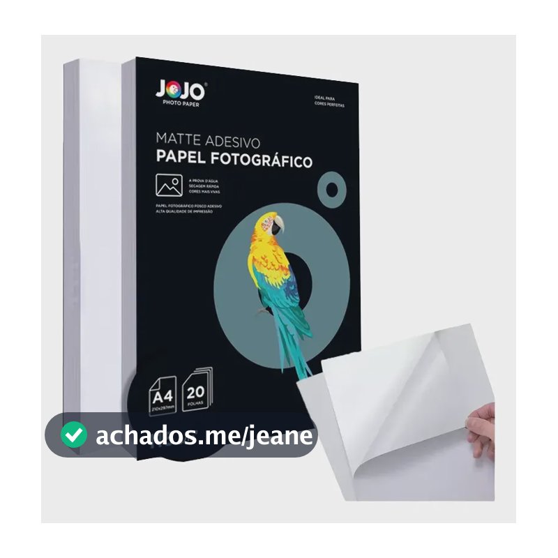 100 Folhas Papel Foto Adesivo 115g Matte Fosco 210x297mm Branco